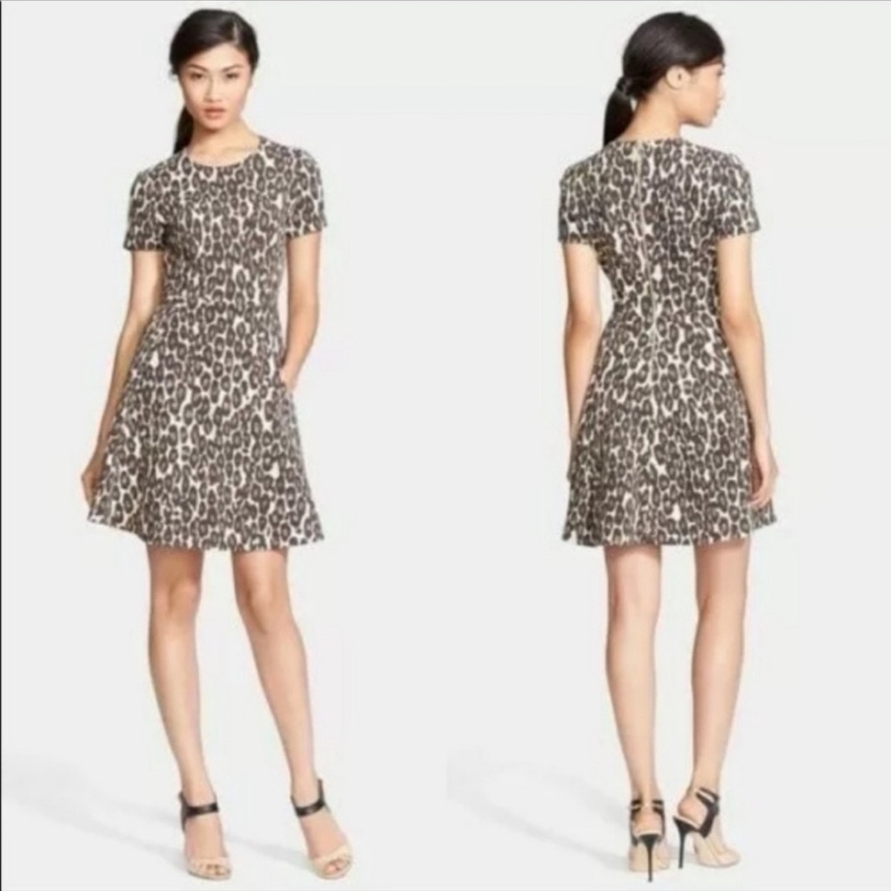 Kate Spade Leopard Print Sheath Brown Black Ponte Knit size 00
